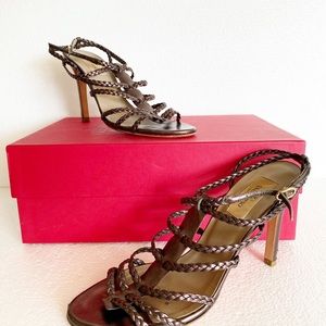 VALENTINO Leather Braided Slingback Sandals